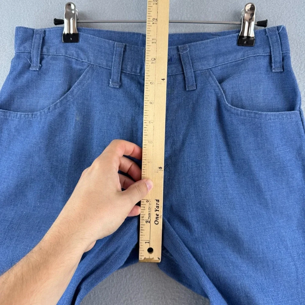 Vintage Levis Pants Mens Fits 29x35 Blue Early 70s 1972 Bell Bottoms Chambray